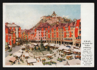 1940 'Graz, the City of the Popular Survey, According to a Painting by Prof. Wegerer', Propaganda Postcard, Third Reich Nazi Germany