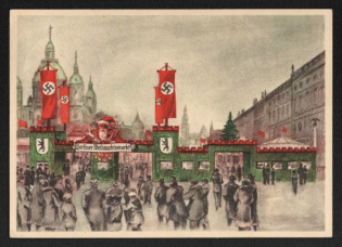 1937 'Berlin Christmas Market', Propaganda Postcard, Third Reich Nazi Germany