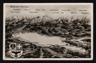 1937 'Bodensee Panorama', Propaganda Postcard, Third Reich Nazi Germany