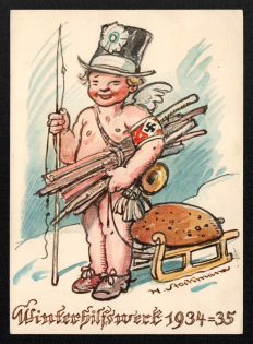 1934-1935 'Winter Relief Work', Propaganda Postcard, Third Reich Nazi Germany