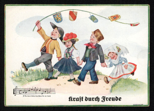 'Strength Through Joy', Propaganda Postcard, Third Reich Nazi Germany