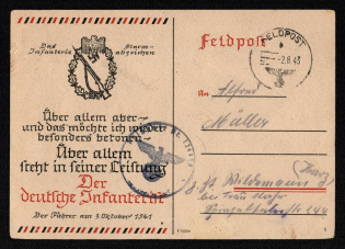 1941 'But About Everything and I Would Like to Emphasize That Again- Over Everything in a Fine Leingung of the German Infantry', Propaganda Postcard, Third Reich Nazi Germany