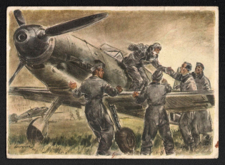 1941 'Hunting Machine for Done Work', Propaganda Postcard, Third Reich Nazi Germany