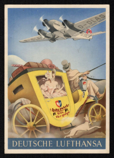 1938 'German Lufthansa', Propaganda Postcard, Third Reich Nazi Germany