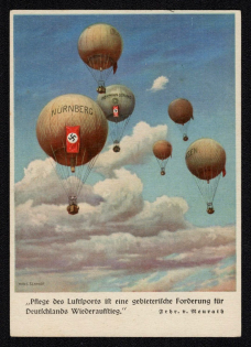 1937 'Care of the Airfport Ift a Bidders Demand for Germany', Propaganda Postcard, Third Reich Nazi Germany