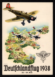 1938 'Germany Flight', Propaganda Postcard, Third Reich Nazi Germany