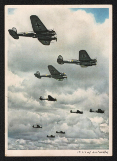 1944 'He 111 on the Enemy Flight', Propaganda Postcard, Third Reich Nazi Germany