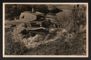 1940 'The Wehrmacht of the Armored Cars Knows No Obstacles', Propaganda Postcard, Third Reich Nazi Germany