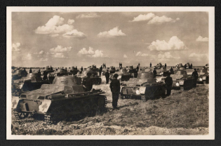 'German Soldiers with Tanks', Propaganda Postcard, Third Reich Nazi Germany