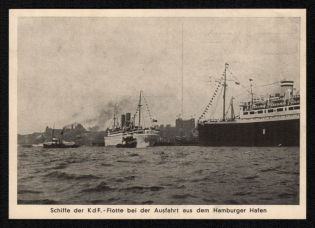 1937 'Ships of the Fleet at the Exit from the Port of Hamburg', Propaganda Postcard, Third Reich Nazi Germany