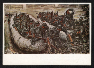 1941 'Landing With Raft Sac', Propaganda Postcard, Third Reich Nazi Germany