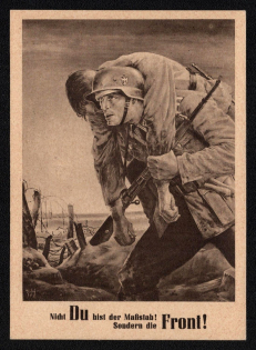 1943 'Not You are the Yardstick! But the Front!', Propaganda Postcard, Third Reich Nazi Germany