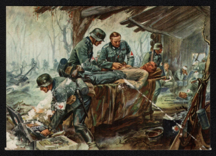 'Medical Care on the Troop Association', Propaganda Postcard, Third Reich Nazi Germany