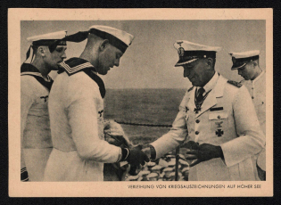 1942 'Awarding of War Awards on the High Seas', Propaganda Postcard, Third Reich Nazi Germany