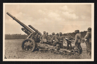 1943 'Our Wehrmacht Heavy Feldhaubike in Feuer Position', Propaganda Postcard, Third Reich Nazi Germany