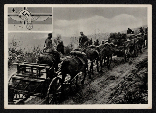 1940 'Cargo Carts', Propaganda Postcard, Third Reich Nazi Germany