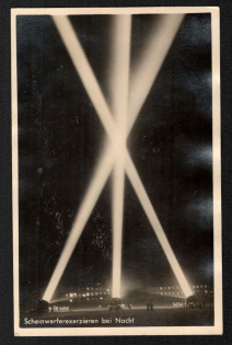 'Headlights Drilling at Night', Propaganda Postcard, Third Reich Nazi Germany
