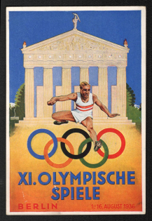 1936 'Olympic Games Berlin 1-16. August 1936', Propaganda Postcard, Third Reich Nazi Germany