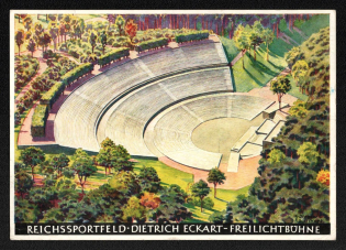 1936 'Olympiad Reichssportfeld Dietrich Eckart Open-Air Theatre', Propaganda Postcard, Third Reich Nazi Germany