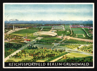 1936 'Reichsportfeld Berlin-Grunewald', Propaganda Postcard, Third Reich Nazi Germany