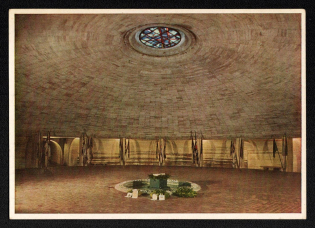 'Naval Behmal, Laboe Consecration Hall with Sailor Grave and Traditional Flags', Propaganda Postcard, Third Reich Nazi Germany