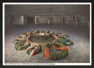 'Heiheihalle with an Honorary Book and Traditional Flags', Propaganda Postcard, Third Reich Nazi Germany