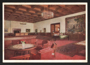 'Great Hall of the Berghof Obersalzberg', Propaganda Postcard, Third Reich Nazi Germany