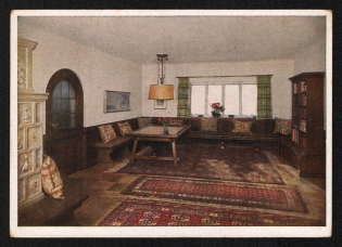 'The Berghof Obersalzberg Living Room', Propaganda Postcard, Third Reich Nazi Germany