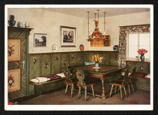'Interior in Wachenfeld Country House of the Chancellor in Berchtesgaden (Obersalzberg)', Propaganda Postcard, Third Reich Nazi Germany