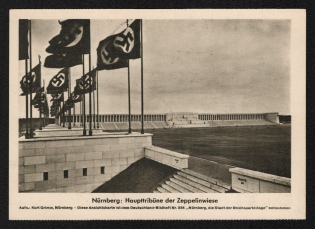 'Nuremberg Main Grandstand of the Zeppelinwiese', Propaganda Postcard, Third Reich Nazi Germany