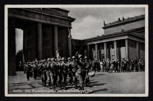 'Berlin the Wacht Company at the Brandenburg Gate', Propaganda Postcard, Third Reich Nazi Germany