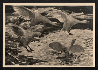 'Munich. House of German Art Rud. Schramm-Zittau Inviciting Geese', Propaganda Postcard, Third Reich Nazi Germany