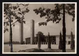 'Berlin Entrance to the Olympic Sportsfield', Propaganda Postcard, Third Reich Nazi Germany