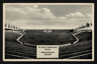 1938 'The City of the Reich Party Day Nuremberg. Reich Party Tag Area Zeppelinfeld', Propaganda Postcard, Third Reich Nazi Germany