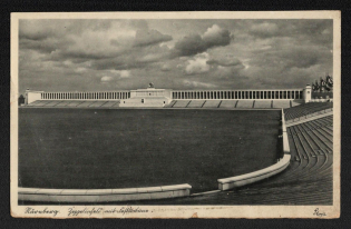'Nuremberg. Zeppelinfeld with Fast Stand', Propaganda Postcard, Third Reich Nazi Germany