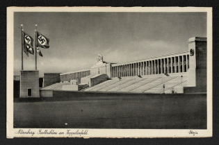 1937 'Nuremberg. Festival Tribune on the Keppelinfeld', Propaganda Postcard, Third Reich Nazi Germany