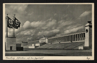 'Nuremberg. Fixed Grandstands on the Zeppelinfeld', Propaganda Postcard, Third Reich Nazi Germany