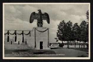 'Nuremberg. Reich Party Tag Area. One of the Monumental Sovereignty in the Luitpoldarena With a View to the Memorial', Propaganda Postcard, Third Reich Nazi Germany
