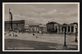 1938 'Munich, the Capital of the Movement. Führerhaus, Temple of Honour and Brown House on the Royal Square', Propaganda Postcard, Third Reich Nazi Germany