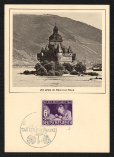 1942 'The Palatinate in the Rhine Near Kaub', Propaganda Postcard, Third Reich Nazi Germany