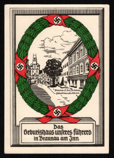 1941 'The Birthplace of Our Guide in Braunau Am Inn', Propaganda Postcard, Third Reich Nazi Germany