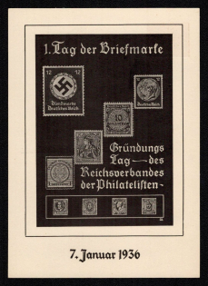1936 'Day of the Stamp Foundation Tag-Des Reichsverband Der Philatelisten', Propaganda Postcard, Third Reich Nazi Germany