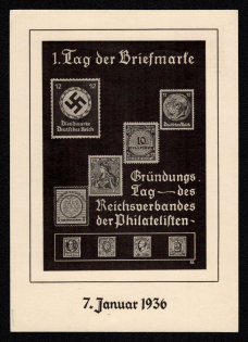 1936 'Day of the Stamp. Founding Tag-Des Reichsverband Der Philatelisten', Propaganda Postcard, Third Reich Nazi Germany