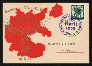 1938 'People a Reich are One Guide!', Propaganda Postcard, Third Reich Nazi Germany