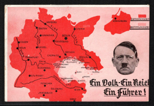 1939 'A People a Realm a Guide!', Propaganda Postcard, Third Reich Nazi Germany