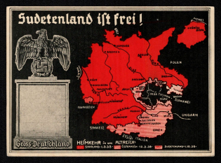 1938 'Sudetenland is Free!', Propaganda Postcard, Third Reich Nazi Germany