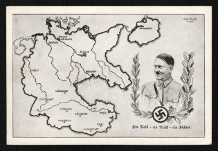 1938 'One People a Realm a Guide', Propaganda Postcard, Third Reich Nazi Germany
