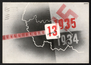 1935 '13 January 1935', Propaganda Postcard, Third Reich Nazi Germany