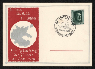 1938 'One People a Realm a Guide. On April 20, 1938', Propaganda Postcard, Third Reich Nazi Germany