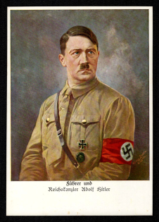 1938 'Guide and Chancellor Adolf Hitler', Propaganda Postcard, Third Reich Nazi Germany